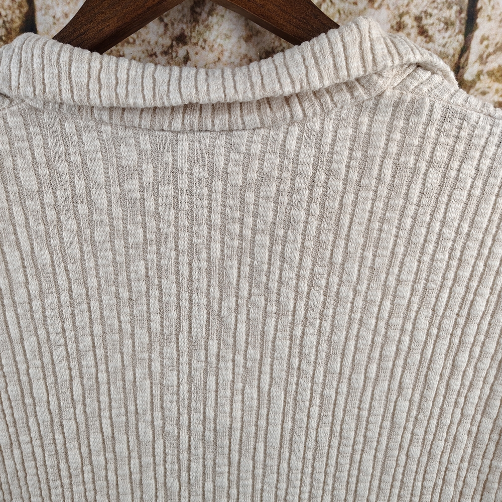 H&M Cream And White Textured Mini Shirt Dress With Collar Women's Size Small - Picture 12 of 12